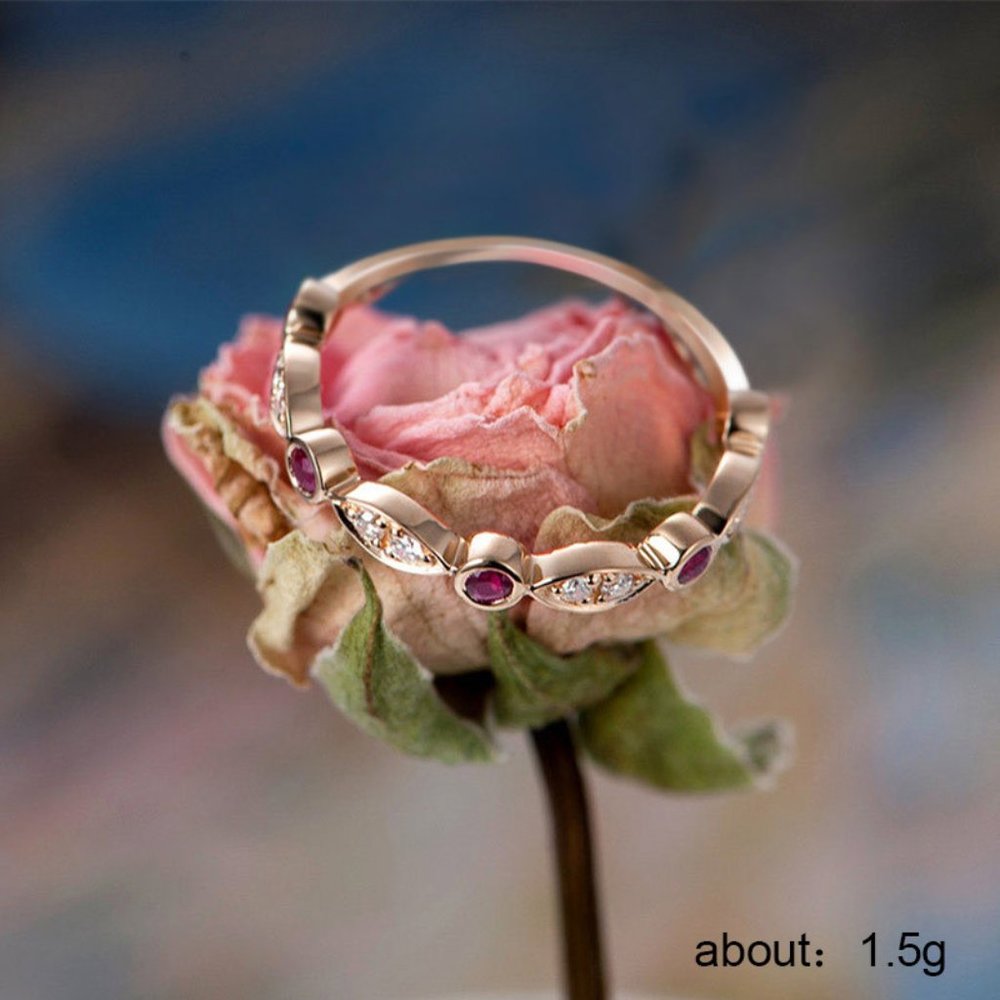 ✨ Beauty CZ Thin Sweet Romantic Three Color Plated Rings for Women, EVGG1344
